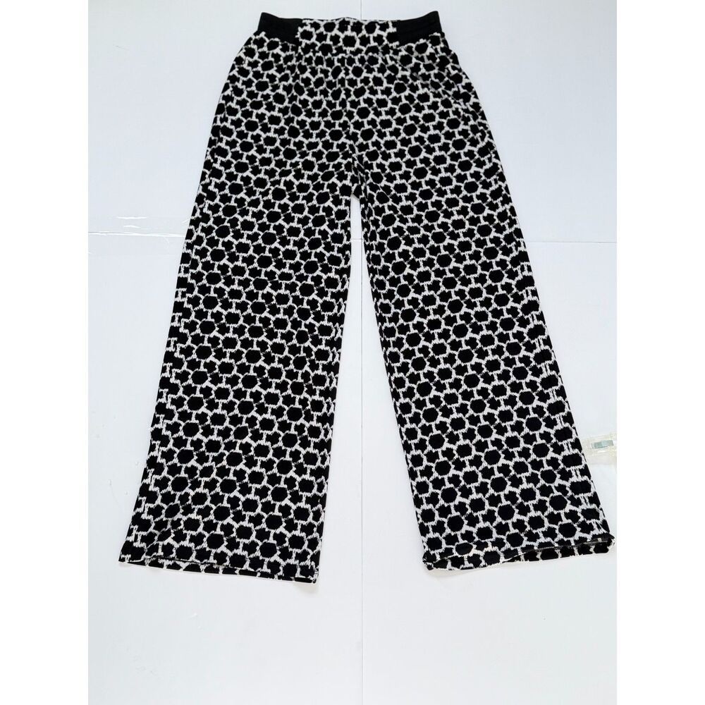 Jones Studio Black White Geometric Wide Leg Pants XS Stretch Pull Casual